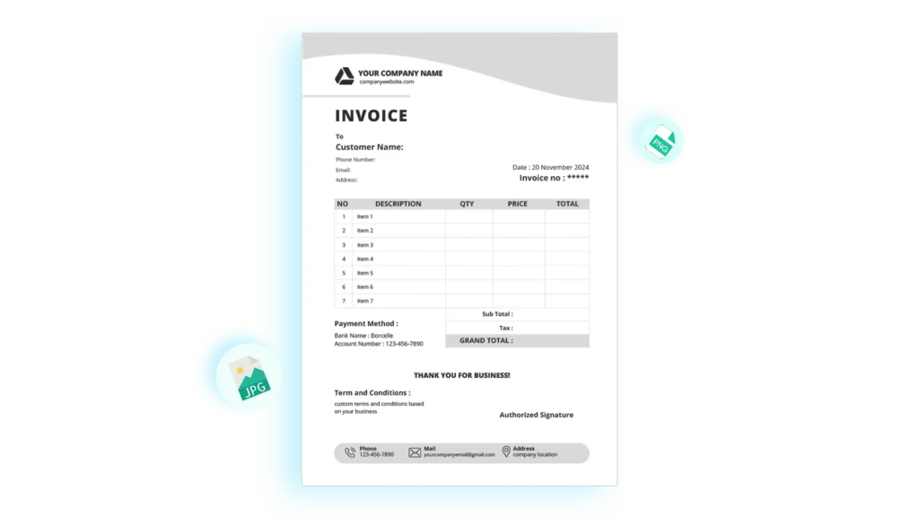 Bangladeshi Company Invoice Templet in jpg or png